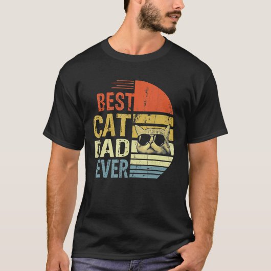 ヴィンテージ 最高の猫パパ 猫のお父さん 1 Tシャツ (正面)