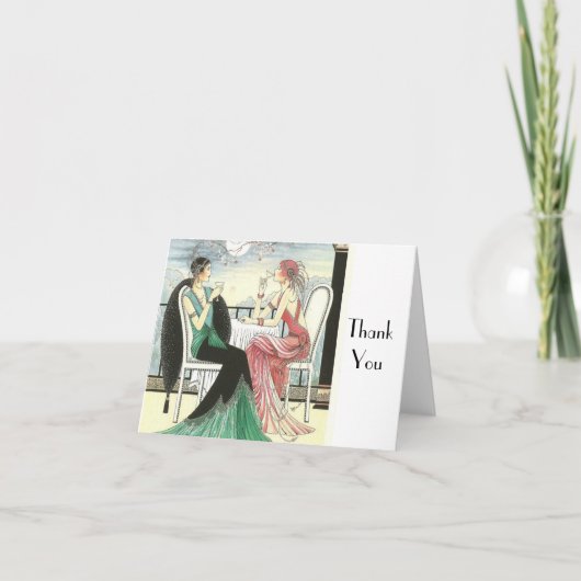 ヴィンテージ-有難うございました-アールデコ·レディーズ サンキューカード (正面)
