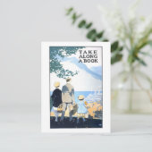 ヴィンテージ「本に沿って行く」旅行ポスター ポストカード (スタンド正面)