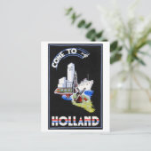 ヴィンテージ「来to Holland」旅行ポスター ポストカード (スタンド正面)