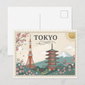 ヴィンテージ 東京 日本 旅行 ポスター アート ポストカード (正面/裏面)