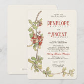 ヴィンテージ 桜の花フレーム 結婚式招待状 招待状 (正面/裏面)