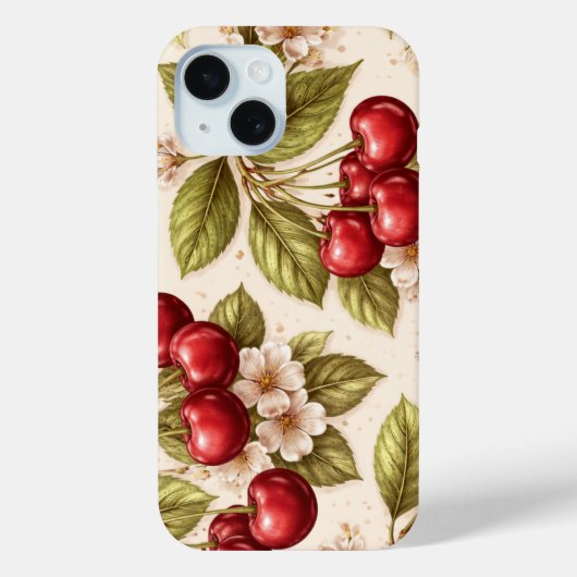 ヴィンテージ 桜柄 レッドチェリー Case-Mate iPhoneケース (裏面)