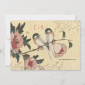 ヴィンテージ 桜 シジュウカラ ダマスク柄 ウェディング 招待状 (裏面)