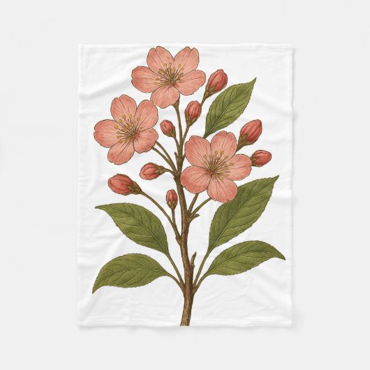 ヴィンテージ 桜 フリースブランケット | 柔らか (正面)