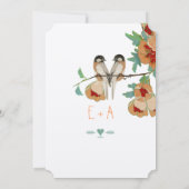 ヴィンテージ 桜 愛 鳥 ピーチ ミント 招待状 (裏面)