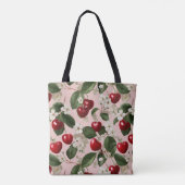ヴィンテージ 桜 植物学 ピンク レッド パターン トートバッグ (裏面)