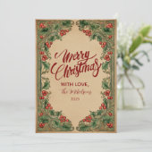 ヴィンテージ 植物画のクリスマス シーズンカード (スタンド正面)