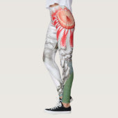 ヴィンテージ《植物》スイレンの花が池に レギンス (左)