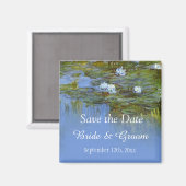 ヴィンテージ《植物》スイレンは日付を結婚保存 マグネット (正面/裏面)