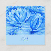 ヴィンテージ《植物》スイレン-モノグラムの青 スクエア名刺 (正面)