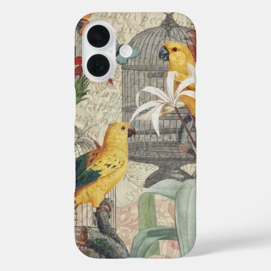 ヴィンテージ 植物 鳥 自然 アンティーク トロピカル Case-Mate iPhoneケース (裏面)