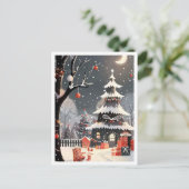 ヴィンテージ 楽しいクリスマス 雪 ポストカード (スタンド正面)