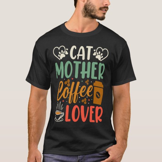 ヴィンテージ 母の日 コーヒー 猫 Tシャツ (正面)