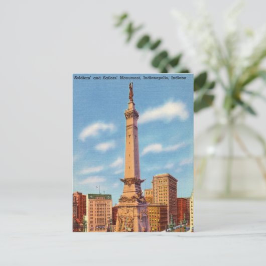 ヴィンテージ、水兵記念碑、インディアナポリス、インディアナ ポストカード (スタンド正面)
