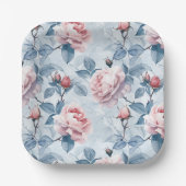 ヴィンテージ・水彩のバラ ペーパープレート (正面)