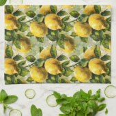 ヴィンテージ、水彩レモン キッチンタオル (折り畳み)