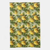 ヴィンテージ、水彩レモン キッチンタオル (縦)