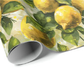 ヴィンテージ、水彩レモン ラッピングペーパー (ロールコーナー)