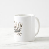ヴィンテージ 水彩画の枝に止まる鳥 装飾品 コーヒーマグカップ (正面右)