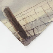 ヴィンテージ 水彩画 冬の風景 スカイ フリースブランケット (角)