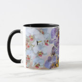 ヴィンテージ 水彩画 白 紫 ピンク オーキッド 花 マグカップ (左)