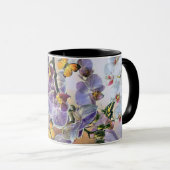 ヴィンテージ 水彩画 白 紫 ピンク オーキッド 花 マグカップ (正面右)