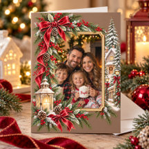 ヴィンテージ 水彩 クリスマス 家族 写真 ホリデー