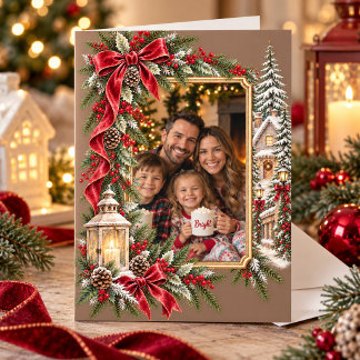 ヴィンテージ 水彩 クリスマス 家族 写真 ホリデー