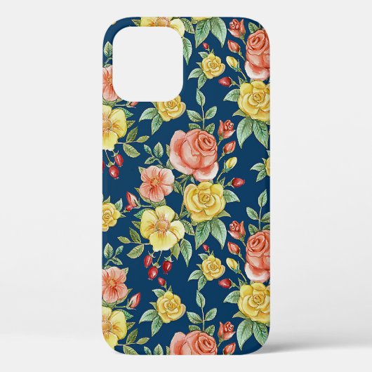 ヴィンテージ 水彩 花 ローズ 背景 | Case-Mate iPhoneケース (裏面)