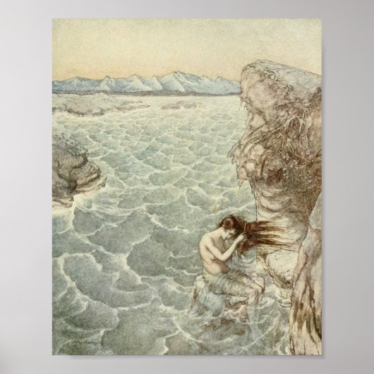 ヴィンテージ – 海の入り江での入浴 ポスター (正面)