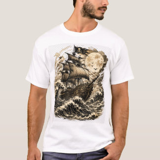 ヴィンテージ 海賊船 海の波 グラフィックTシャツ Tシャツ