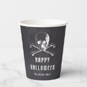 ヴィンテージ 海賊 ドクロ & 骨 黒 ハロウィン 紙コップ (正面)
