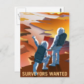 ヴィンテージ「測量士の募集」火星募集 ポストカード (正面/裏面)