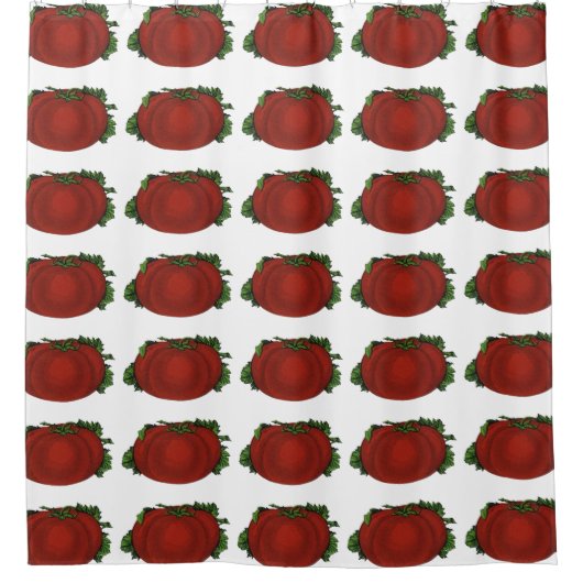 ヴィンテージ、熟したトマト、野菜と果物 シャワーカーテン (正面)