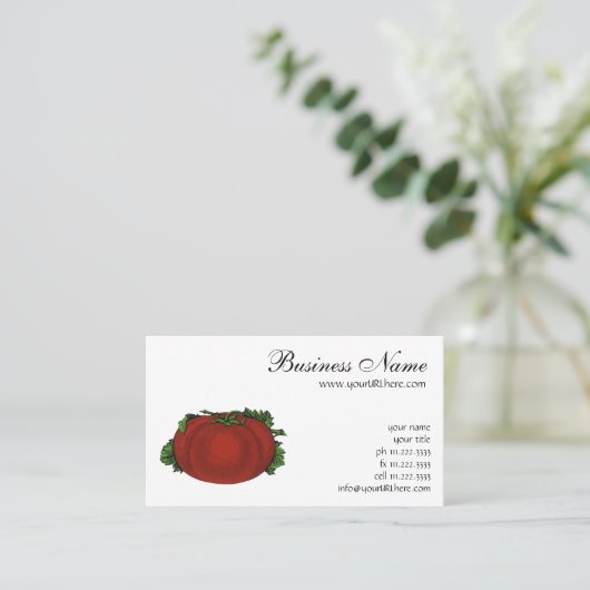 ヴィンテージ、熟したトマト、野菜と果物 名刺 (スタンド正面)