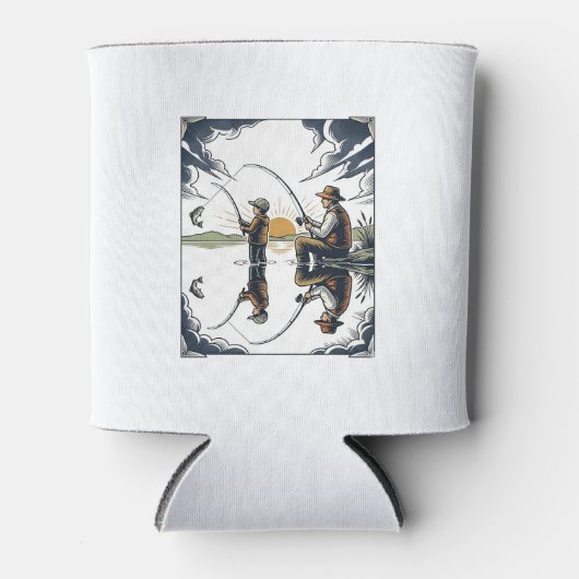 ヴィンテージ 父と子の釣り 彫刻Tシャツ D 缶クーラー (正面)