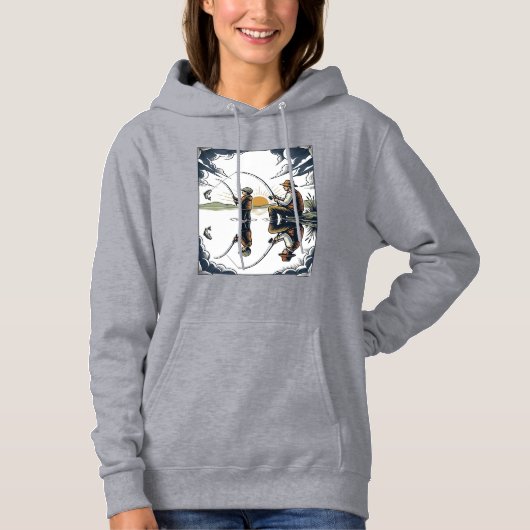ヴィンテージ 父と子 釣り 彫刻 Tシャツ D (正面)