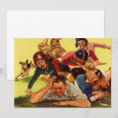 ヴィンテージ 父の日、サッカー 子どもと家族の犬 (正面/裏面)