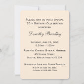 ヴィンテージ 牡丹 70歳の誕生日 お祝い 招待状 (裏面)