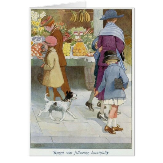 ヴィンテージ-犬のそばに後を追いる少女。 (正面)