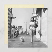 ヴィンテージ「犬を散歩に連れて行く」フラットノートカード (正面/裏面)