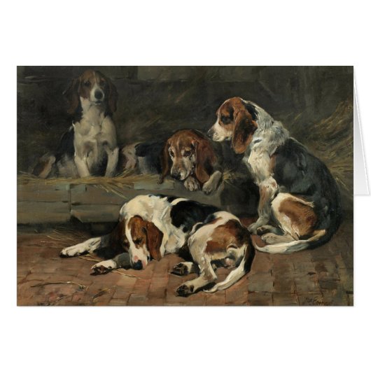 ヴィンテージ-狩りのビーグル犬、 (正面横)