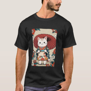 ヴィンテージ 猫 アート 浮世絵 かわいい 芸者 猫 和風 デザイン Tシャツ
