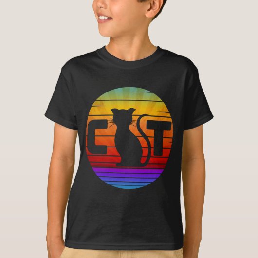 ヴィンテージ　猫　サンセット Tシャツ (正面)