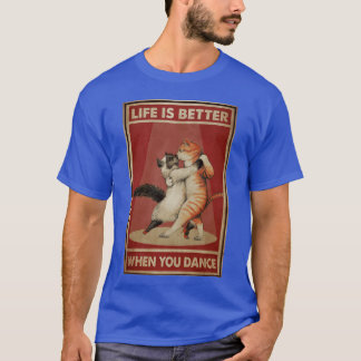 ヴィンテージ 猫 ダンスは人生を豊かにする 女の子 Tシャツ