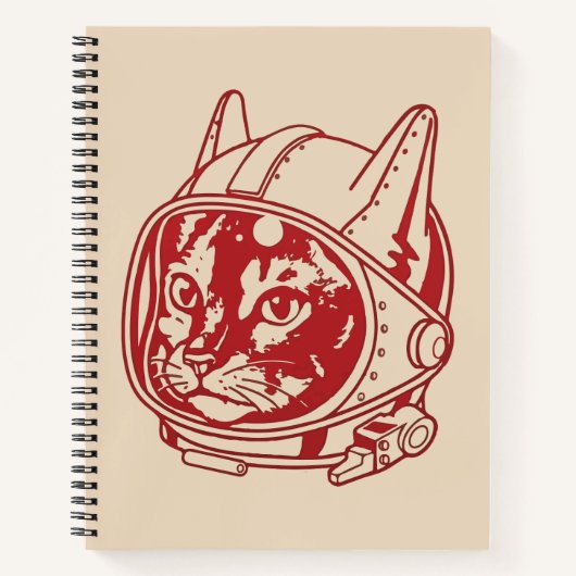 ヴィンテージ 猫 宇宙飛行士 ノートブック (正面)