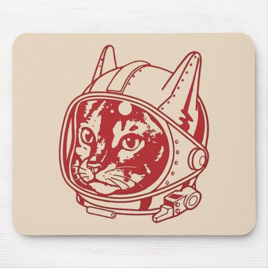 ヴィンテージ 猫 宇宙飛行士 マウスパッド (正面)