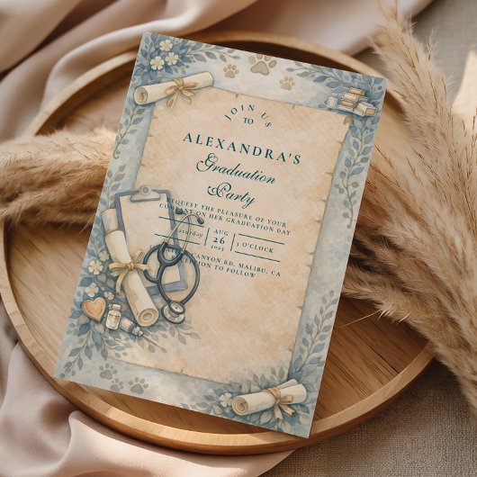 ヴィンテージ 獣医 卒業 パート 招待状