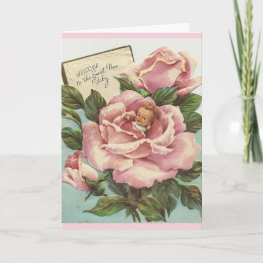 ヴィンテージ-甘い新生児への歓迎、 案内状 (正面)